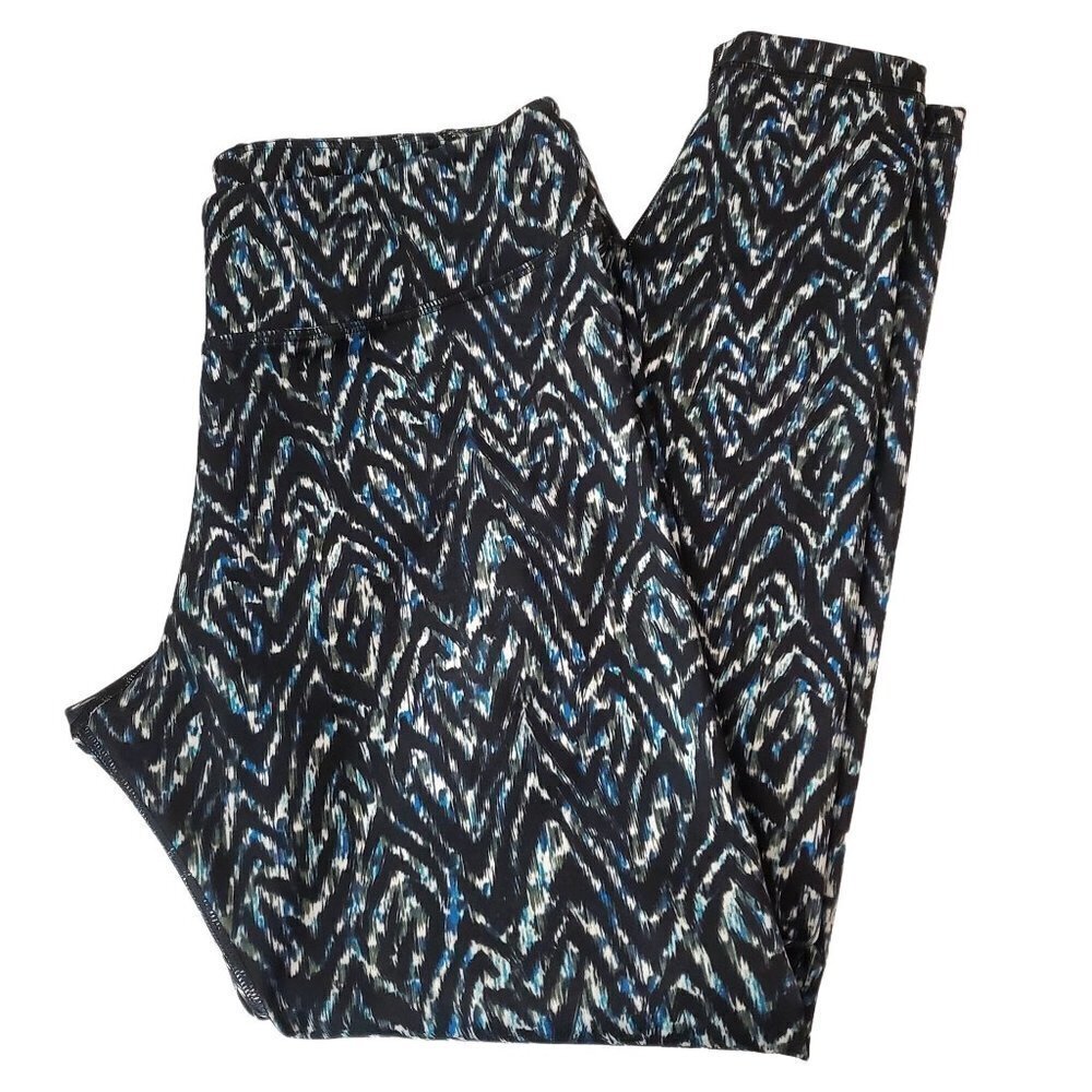 YogaSmoga Aurum 12‎ Black Geometric Full length leggings 29" inseam